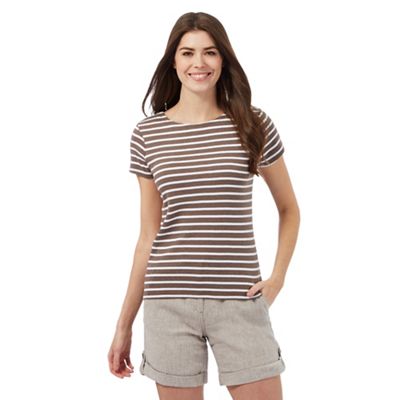 Maine New England Taupe striped top